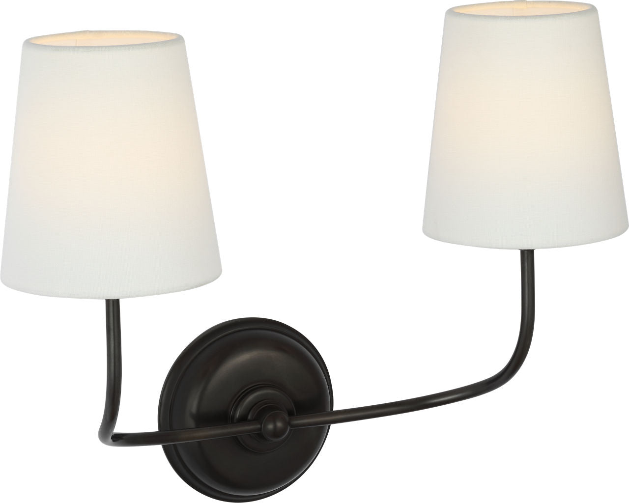 Vendome 16" Cordless Double Sconce | Bronze | Linen Shades