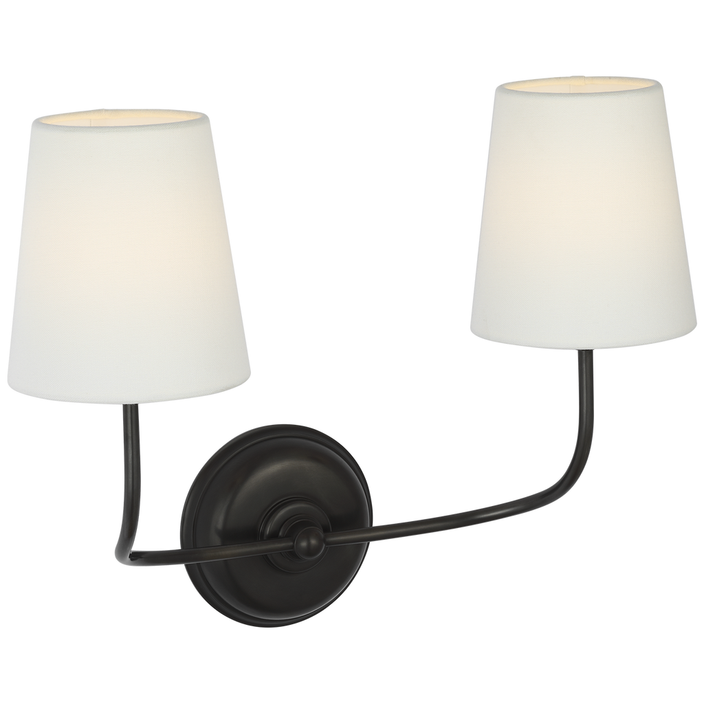 Vendome 16" Cordless Double Sconce | Bronze | Linen Shades