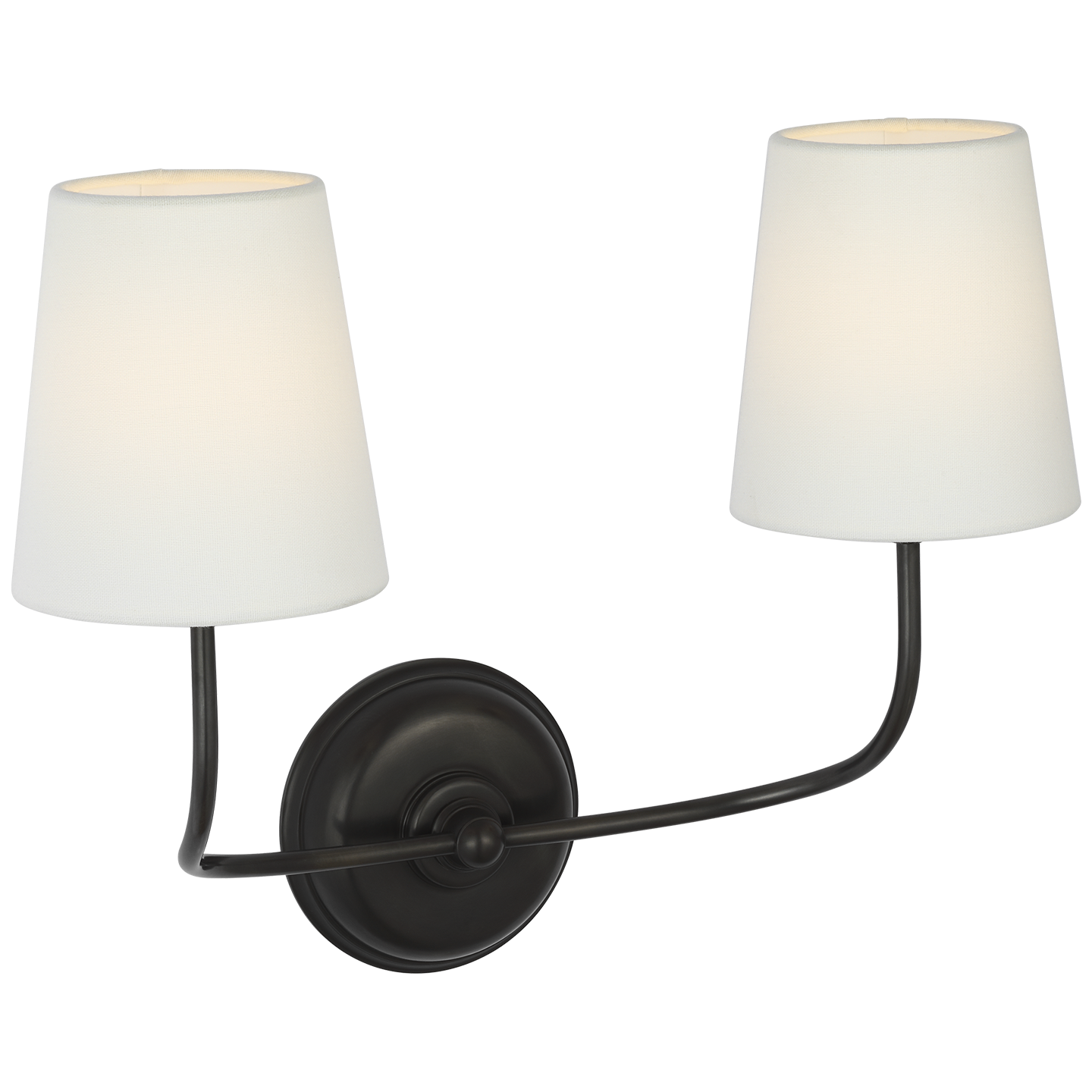 Vendome 16" Cordless Double Sconce | Bronze | Linen Shades