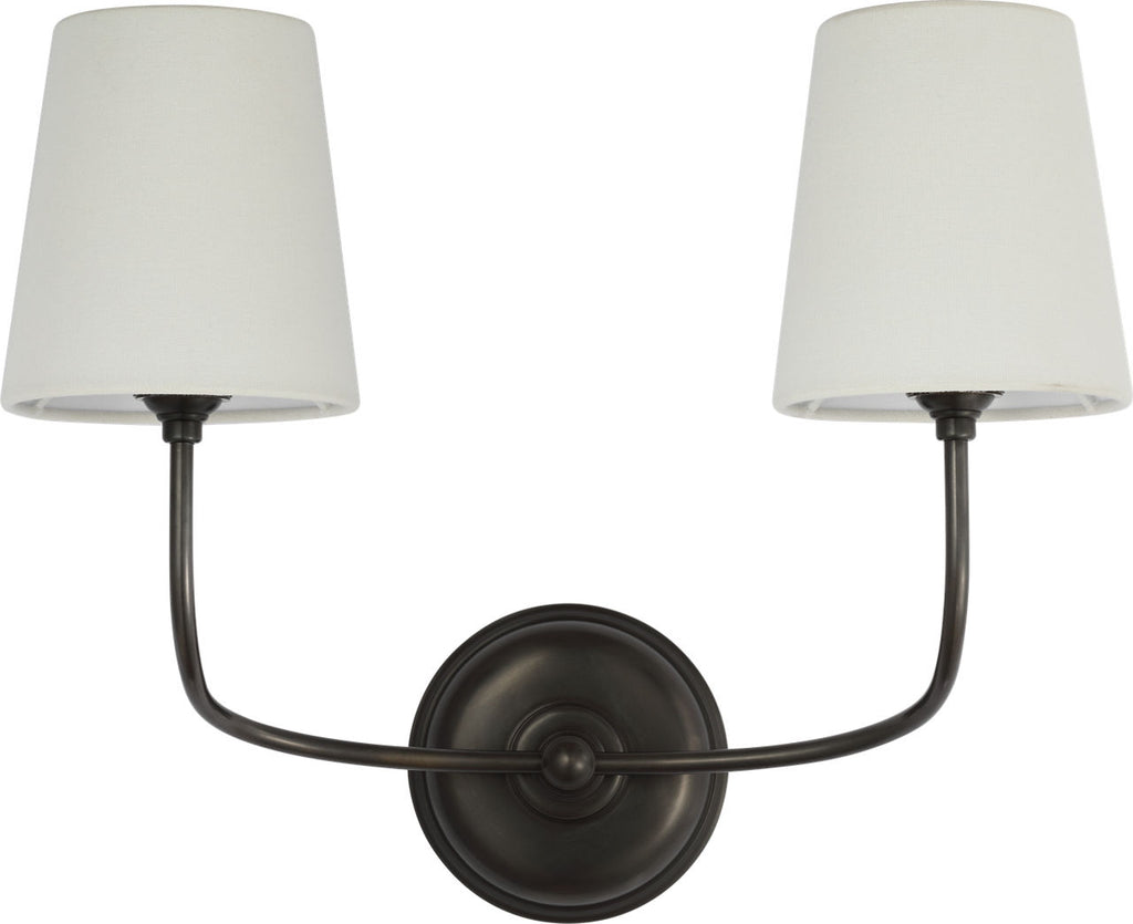 Vendome 16" Cordless Double Sconce | Bronze | Linen Shades