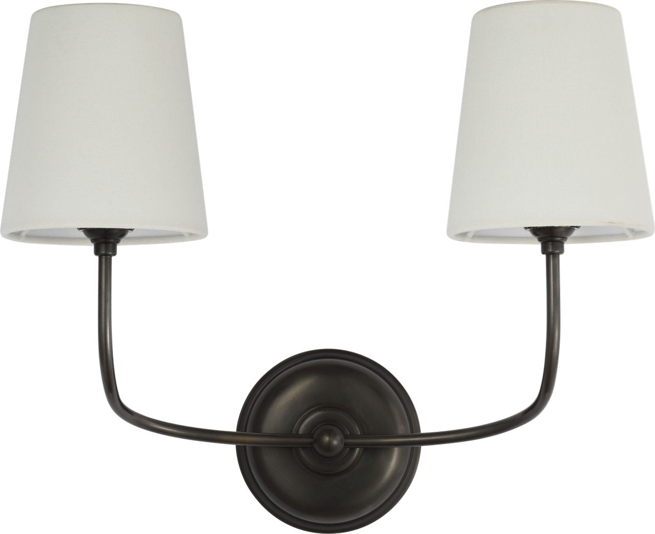 Vendome 16" Cordless Double Sconce | Bronze | Linen Shades