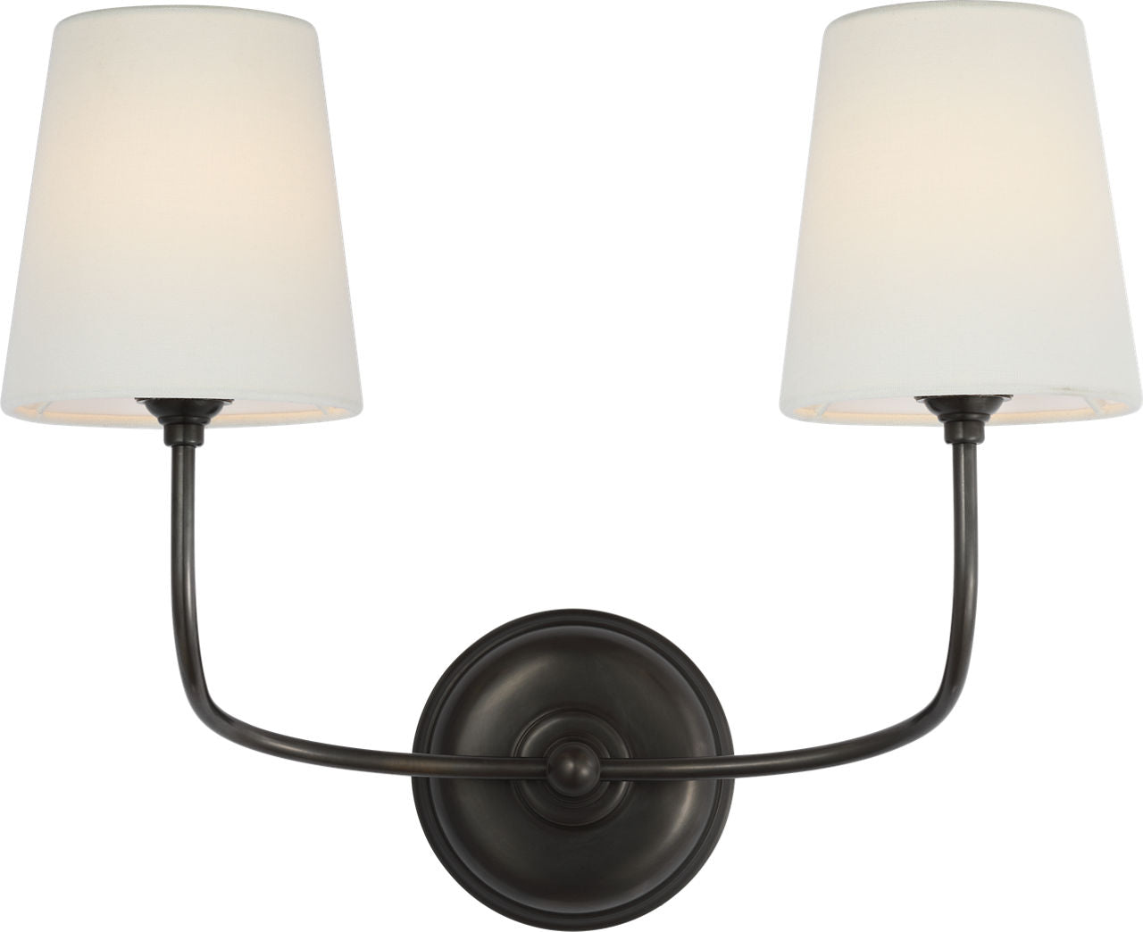 Vendome 16" Cordless Double Sconce | Bronze | Linen Shades