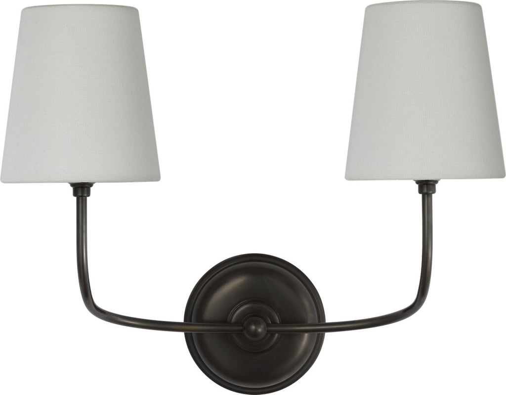 Vendome 16" Cordless Double Sconce | Bronze | Linen Shades