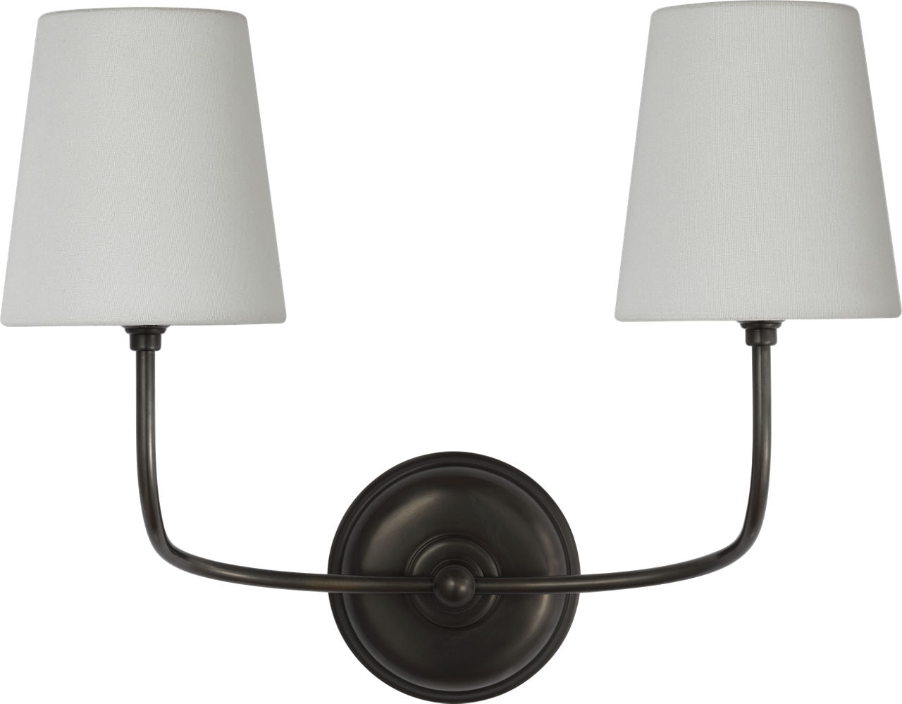 Vendome 16" Cordless Double Sconce | Bronze | Linen Shades