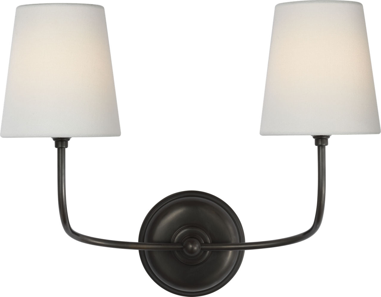 Vendome 16" Cordless Double Sconce | Bronze | Linen Shades