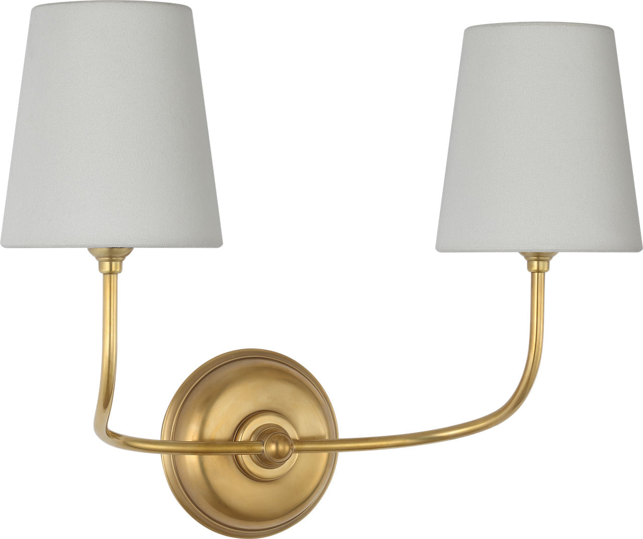 Vendome 16" Cordless Double Sconce | Hand-Rubbed Antique Brass | Linen Shades