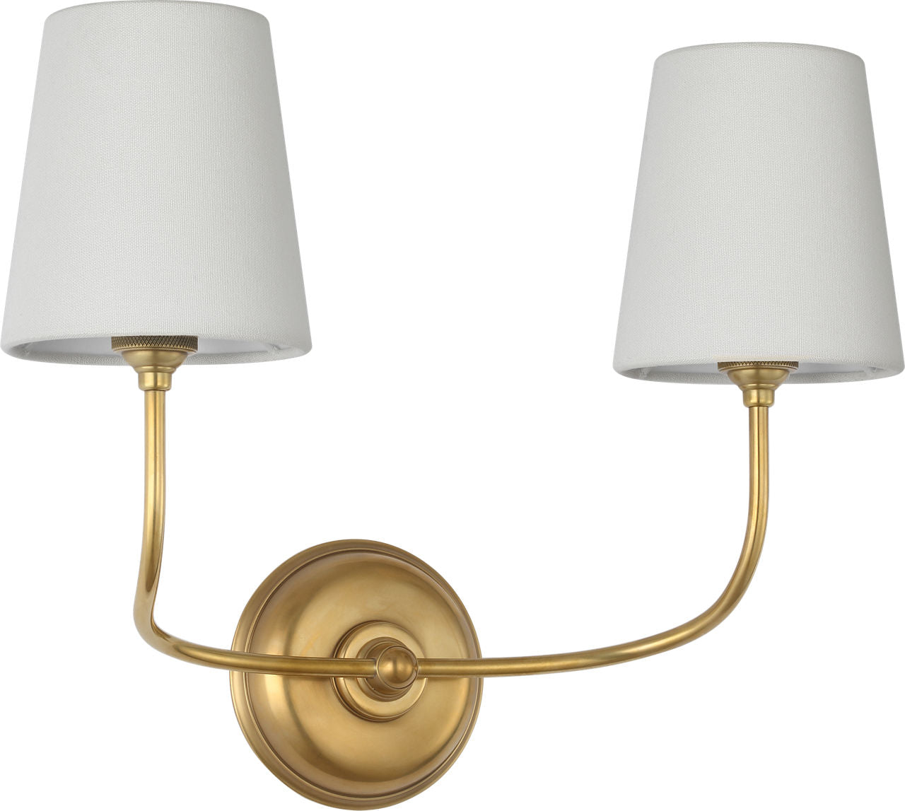 Vendome 16" Cordless Double Sconce | Hand-Rubbed Antique Brass | Linen Shades