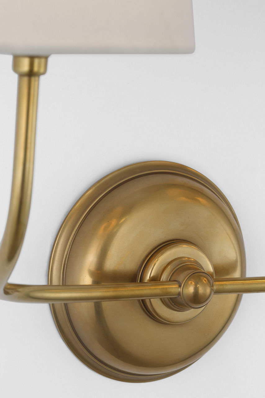 Vendome 16" Cordless Double Sconce | Hand-Rubbed Antique Brass | Linen Shades