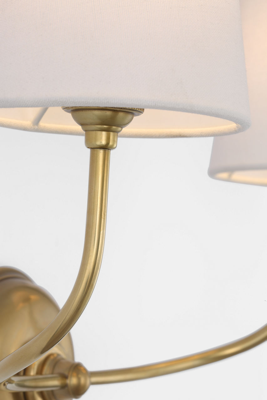 Vendome 16" Cordless Double Sconce | Hand-Rubbed Antique Brass | Linen Shades