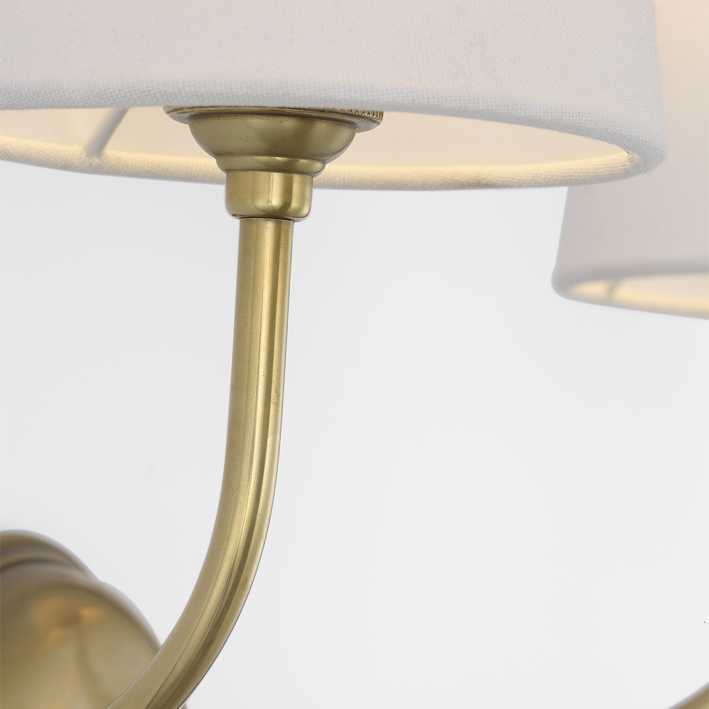 Vendome 16" Cordless Double Sconce | Hand-Rubbed Antique Brass | Linen Shades