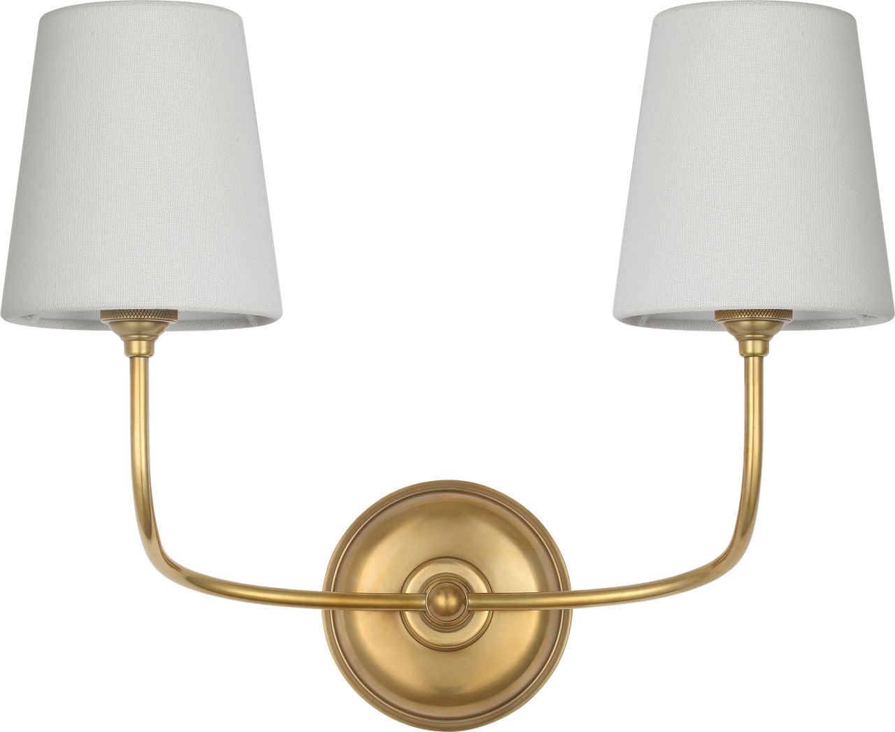 Vendome 16" Cordless Double Sconce | Hand-Rubbed Antique Brass | Linen Shades