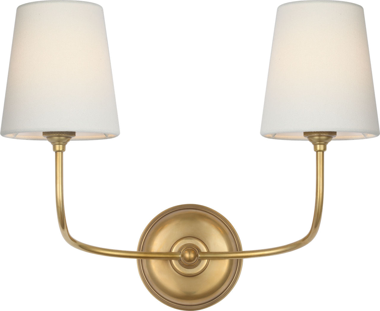 Vendome 16" Cordless Double Sconce | Hand-Rubbed Antique Brass | Linen Shades