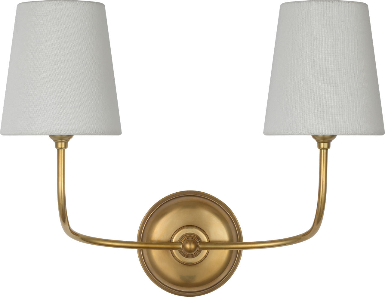 Vendome 16" Cordless Double Sconce | Hand-Rubbed Antique Brass | Linen Shades