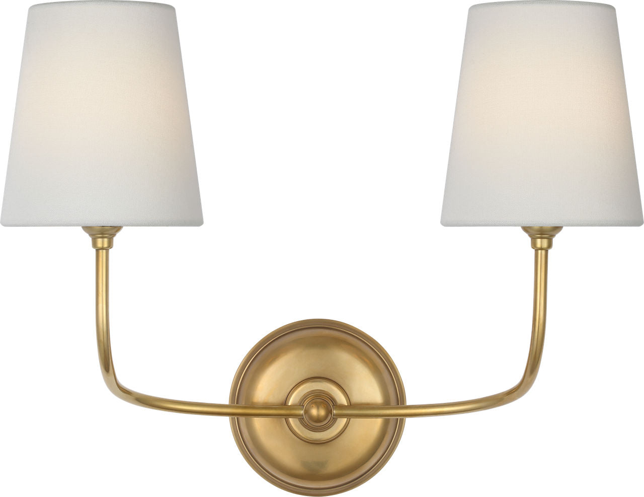 Vendome 16" Cordless Double Sconce | Hand-Rubbed Antique Brass | Linen Shades