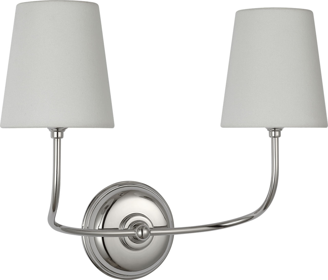 Vendome 16" Cordless Double Sconce | Polished Nickel | Linen Shades