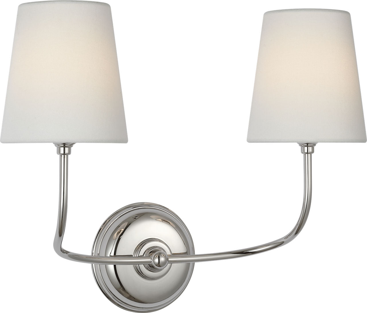 Vendome 16" Cordless Double Sconce | Polished Nickel | Linen Shades