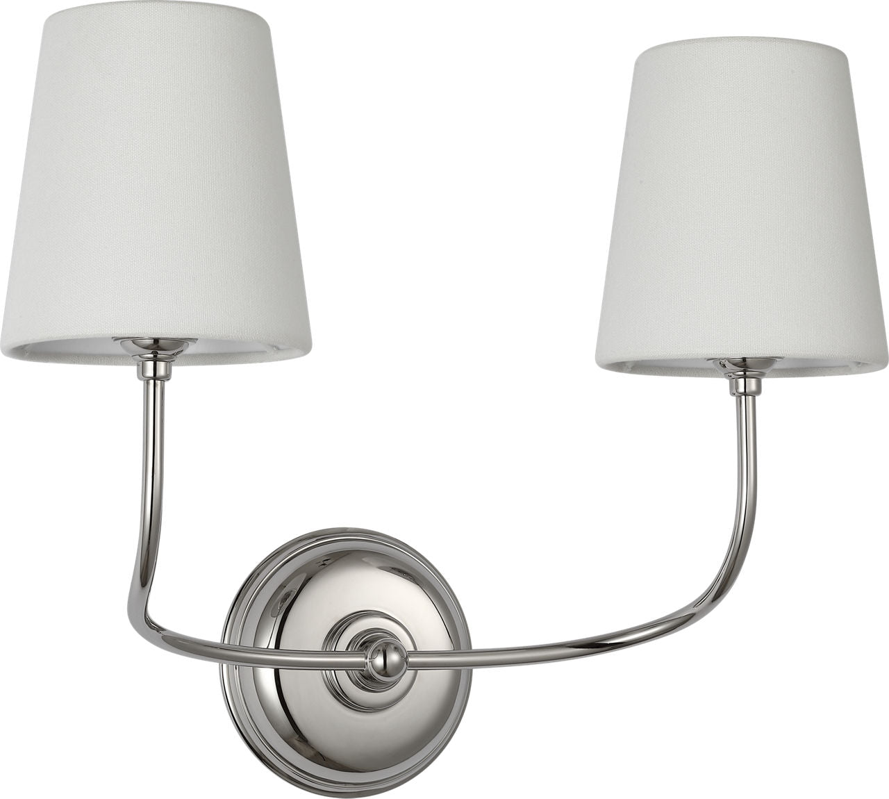Vendome 16" Cordless Double Sconce | Polished Nickel | Linen Shades
