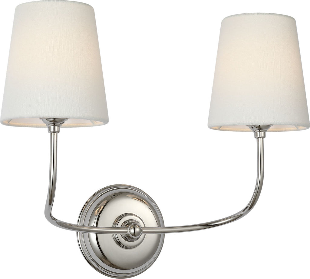 Vendome 16" Cordless Double Sconce | Polished Nickel | Linen Shades