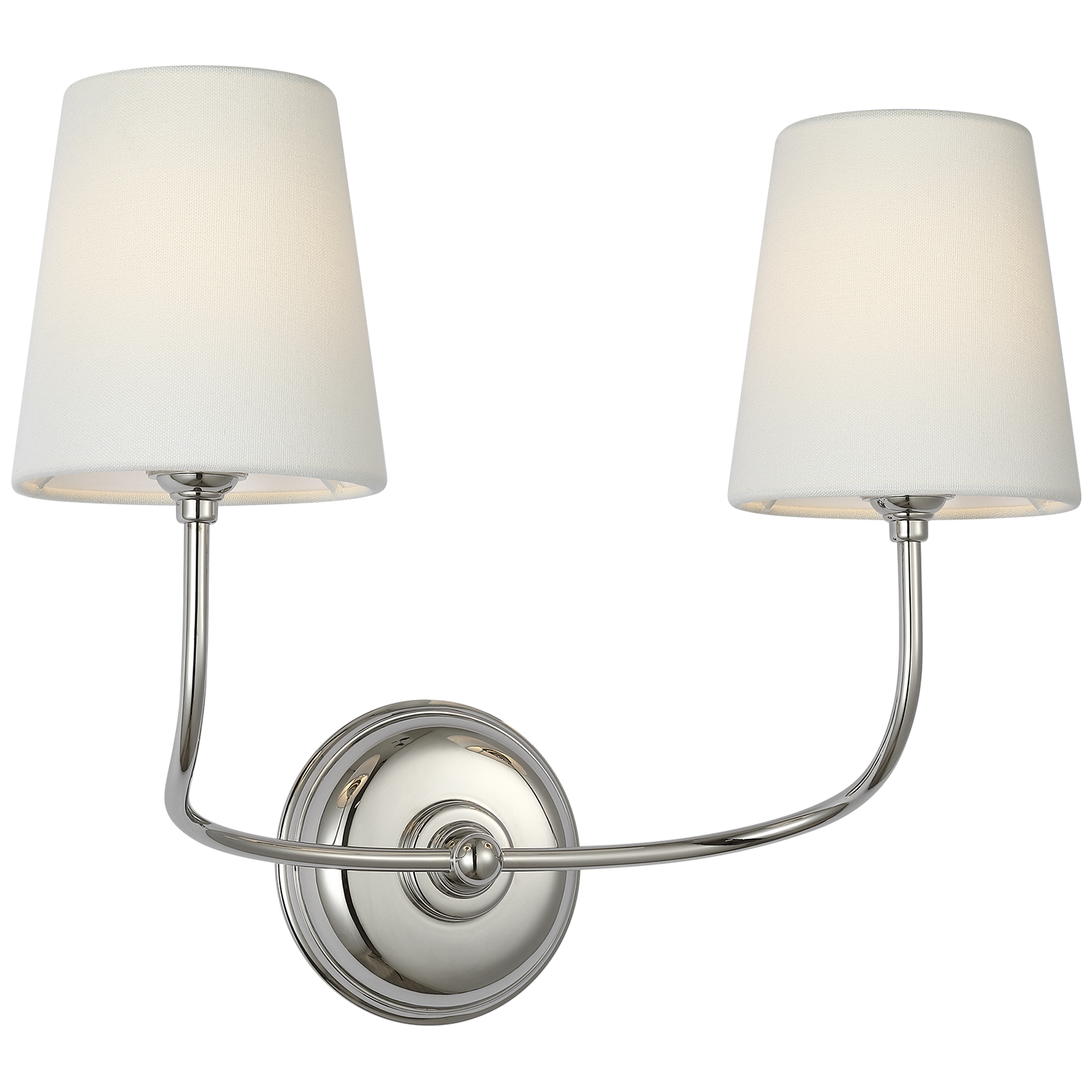 Vendome 16" Cordless Double Sconce | Polished Nickel | Linen Shades