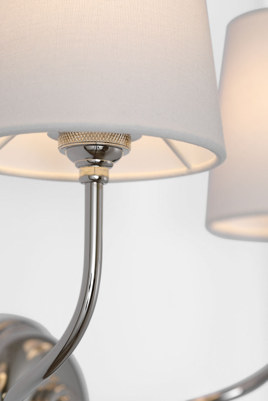 Vendome 16" Cordless Double Sconce | Polished Nickel | Linen Shades