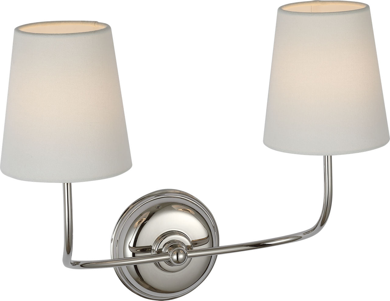 Vendome 16" Cordless Double Sconce | Polished Nickel | Linen Shades