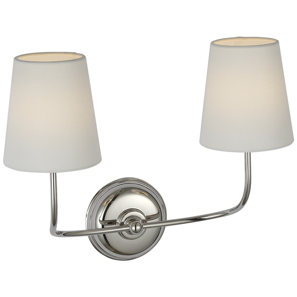 Vendome 16" Cordless Double Sconce | Polished Nickel | Linen Shades