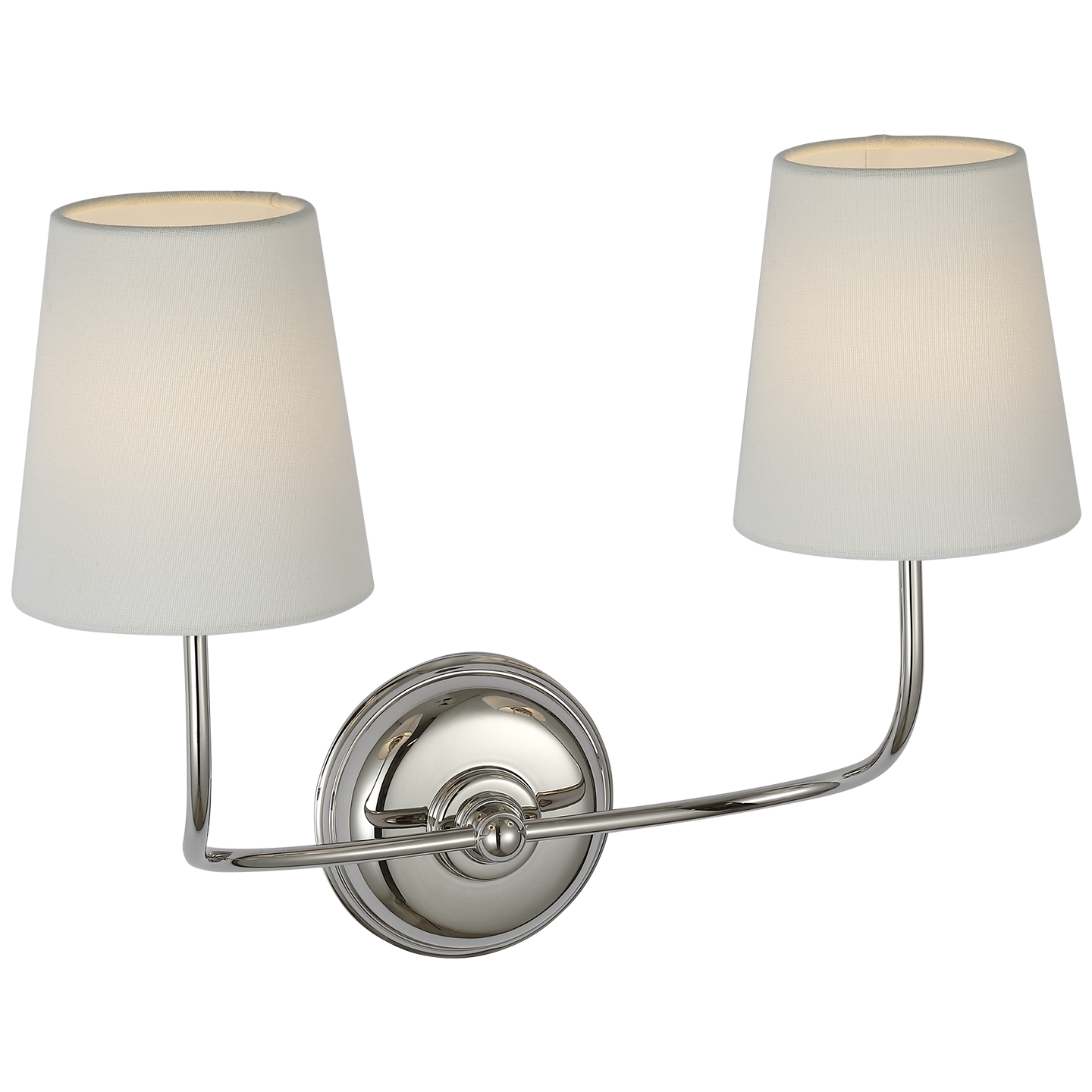 Vendome 16" Cordless Double Sconce | Polished Nickel | Linen Shades