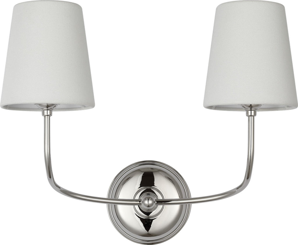 Vendome 16" Cordless Double Sconce | Polished Nickel | Linen Shades