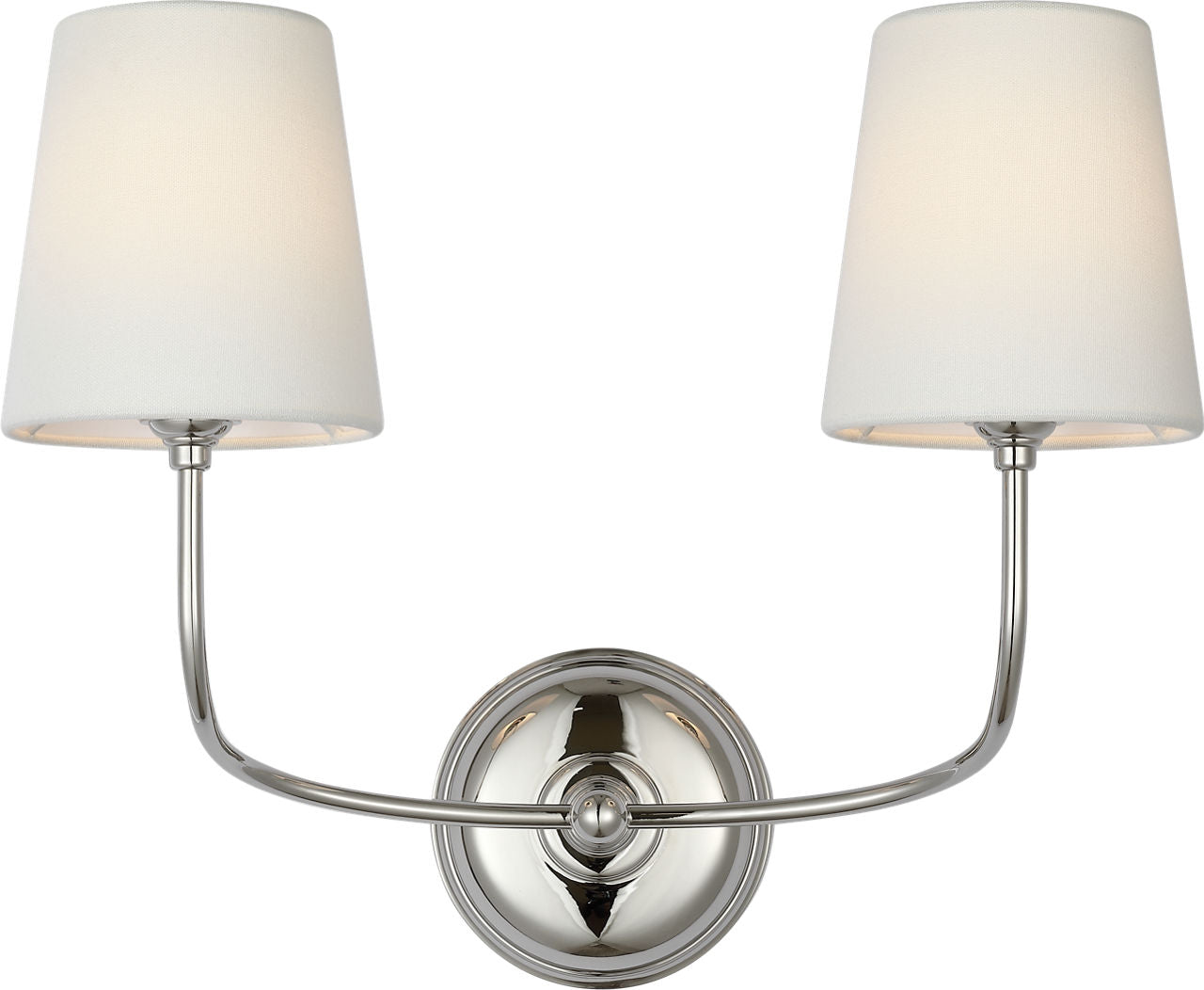 Vendome 16" Cordless Double Sconce | Polished Nickel | Linen Shades