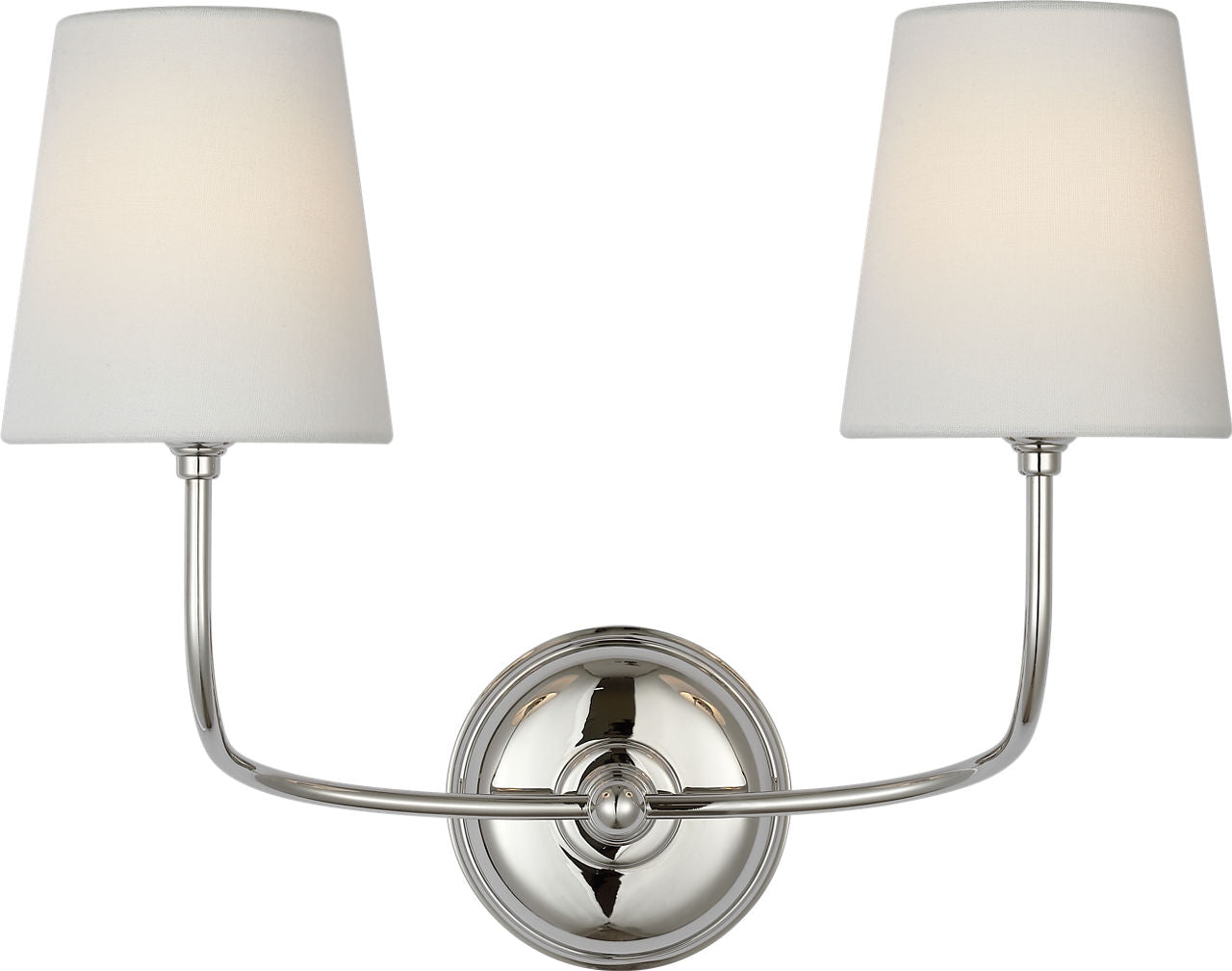 Vendome 16" Cordless Double Sconce | Polished Nickel | Linen Shades