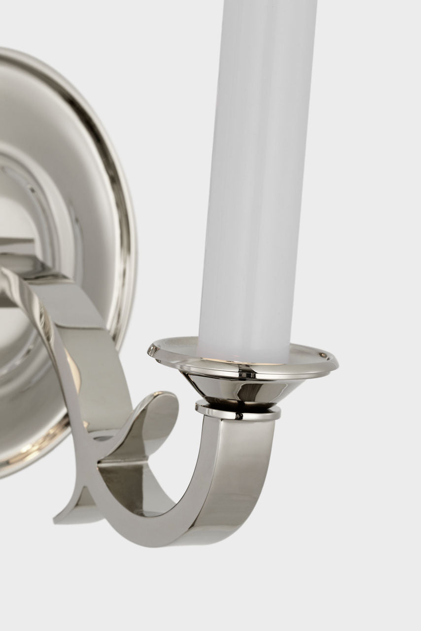 Channing Single Sconce | Polished Nickel | Linen Shade