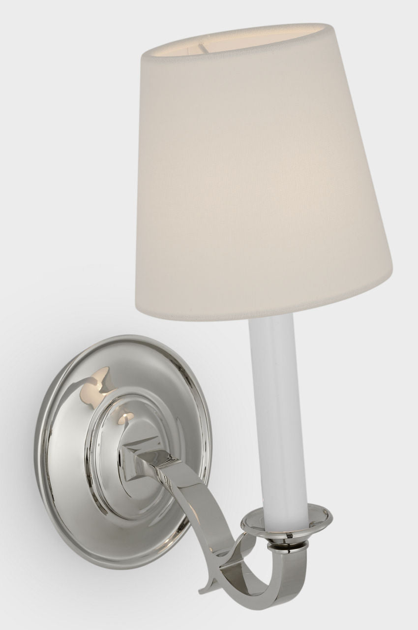 Channing Single Sconce | Polished Nickel | Linen Shade