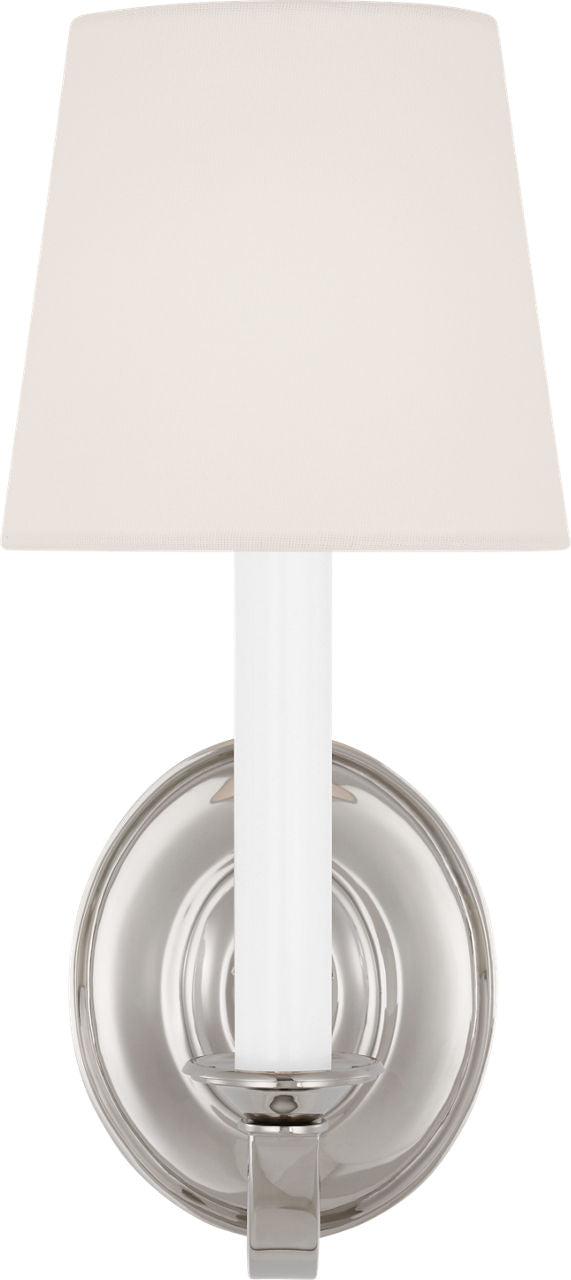 Channing Single Sconce | Polished Nickel | Linen Shade