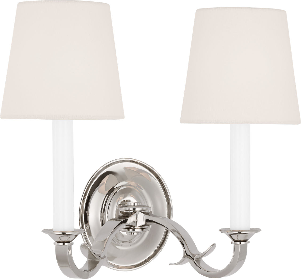 Channing Double Sconce | Polished Nickel | Linen Shades