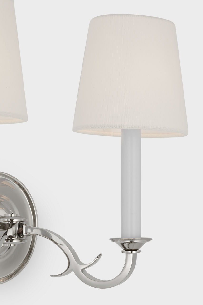 Channing Double Sconce | Polished Nickel | Linen Shades