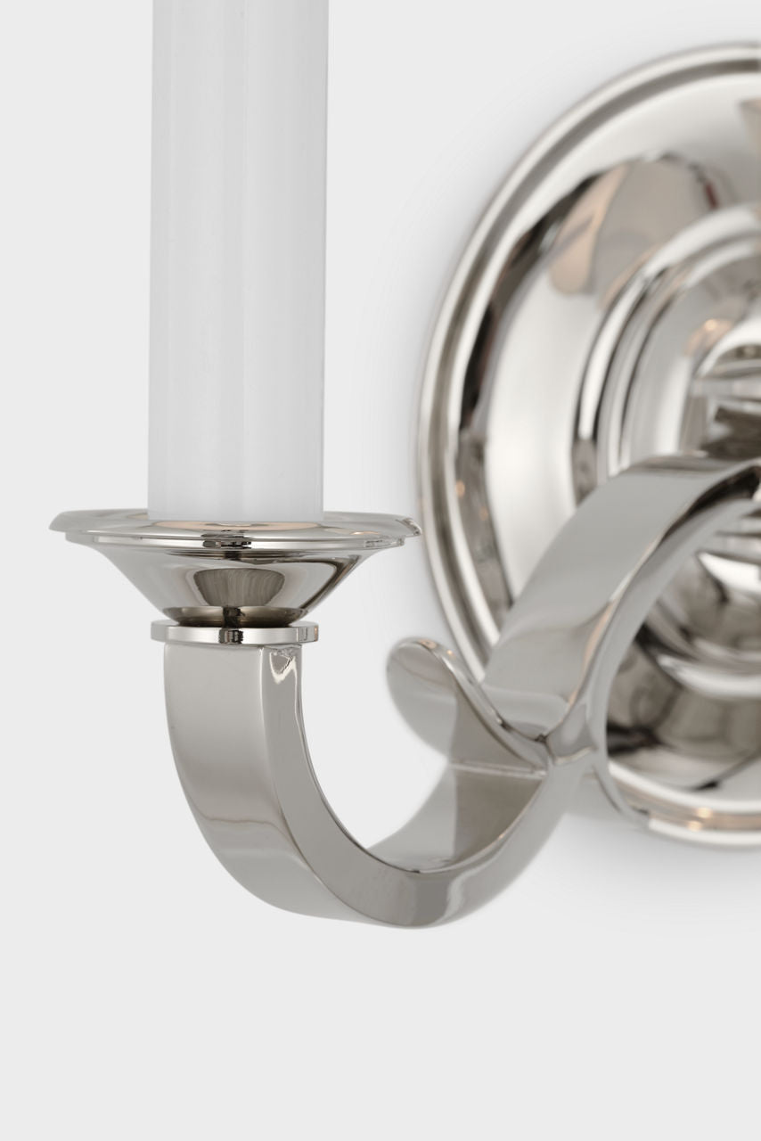 Channing Double Sconce | Polished Nickel | Linen Shades
