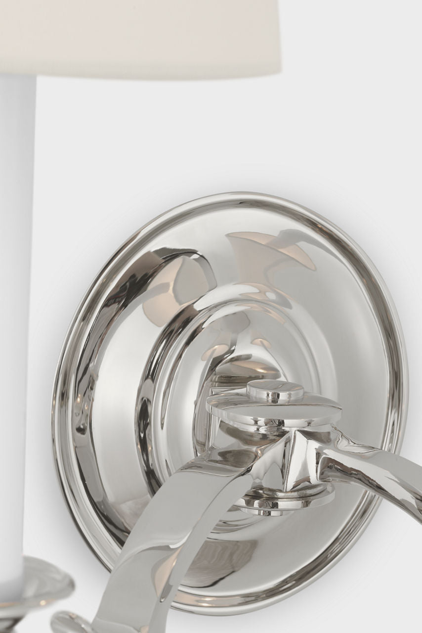 Channing Double Sconce | Polished Nickel | Linen Shades