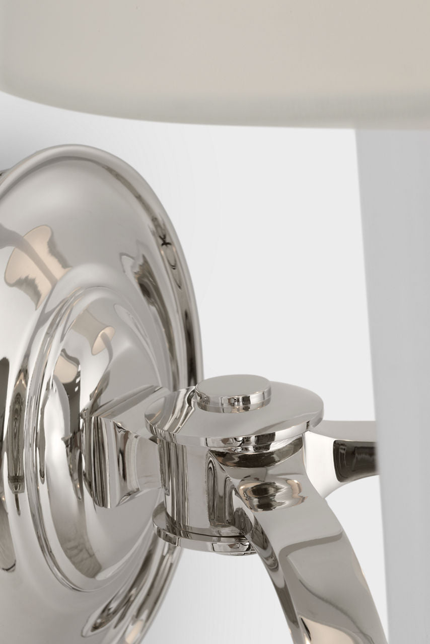 Channing Double Sconce | Polished Nickel | Linen Shades