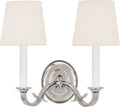 Channing Double Sconce | Polished Nickel | Linen Shades