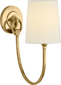Reed Single Sconce | Hand-Rubbed Antique Brass | Linen Shade