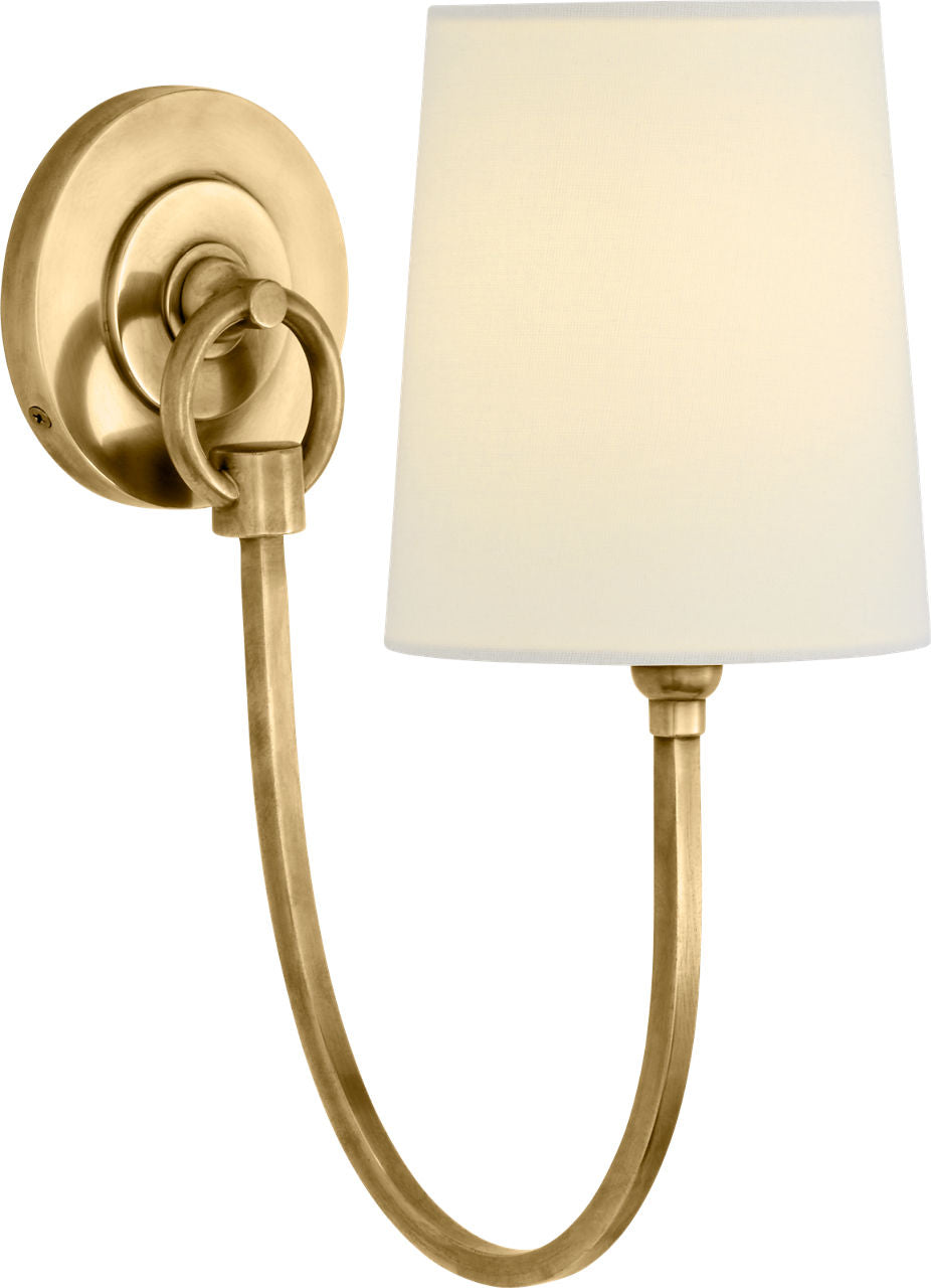 Reed Single Sconce | Hand-Rubbed Antique Brass | Linen Shade