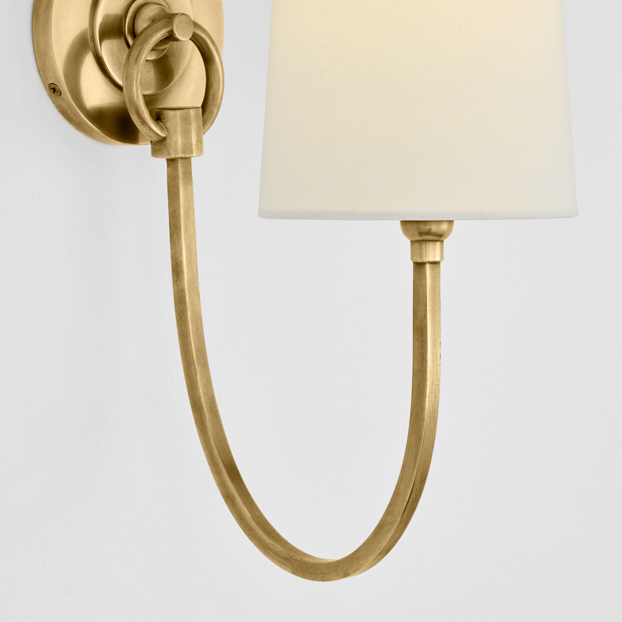 Reed Single Sconce | Hand-Rubbed Antique Brass | Linen Shade