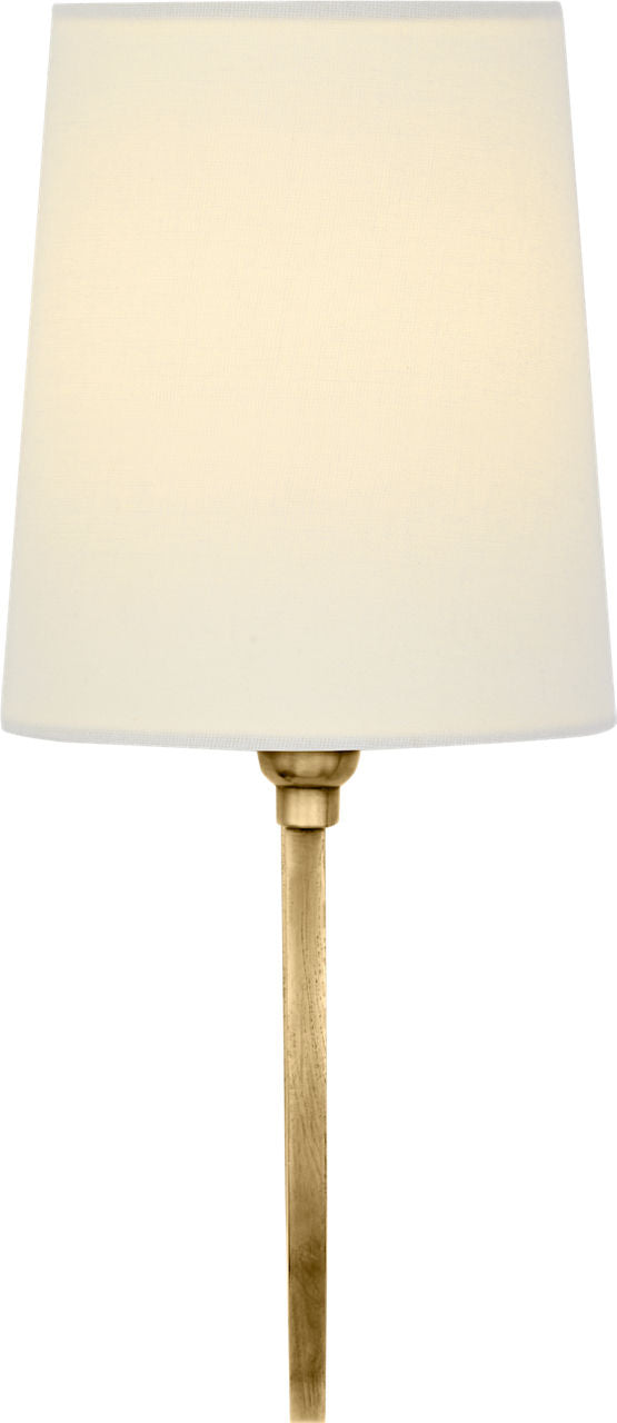 Reed Single Sconce | Hand-Rubbed Antique Brass | Linen Shade