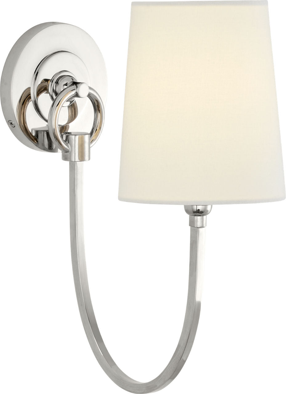 Reed Single Sconce | Polished Nickel | Linen Shade