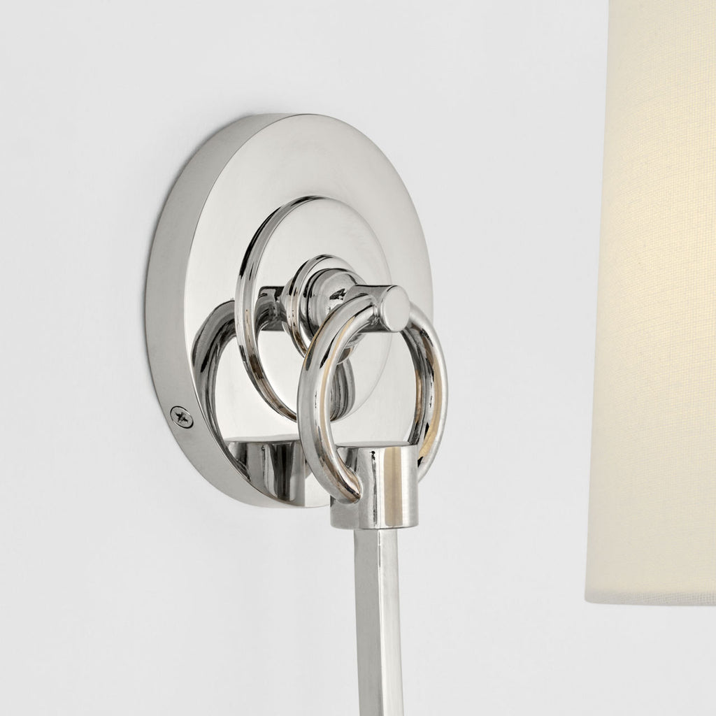 Reed Single Sconce | Polished Nickel | Linen Shade