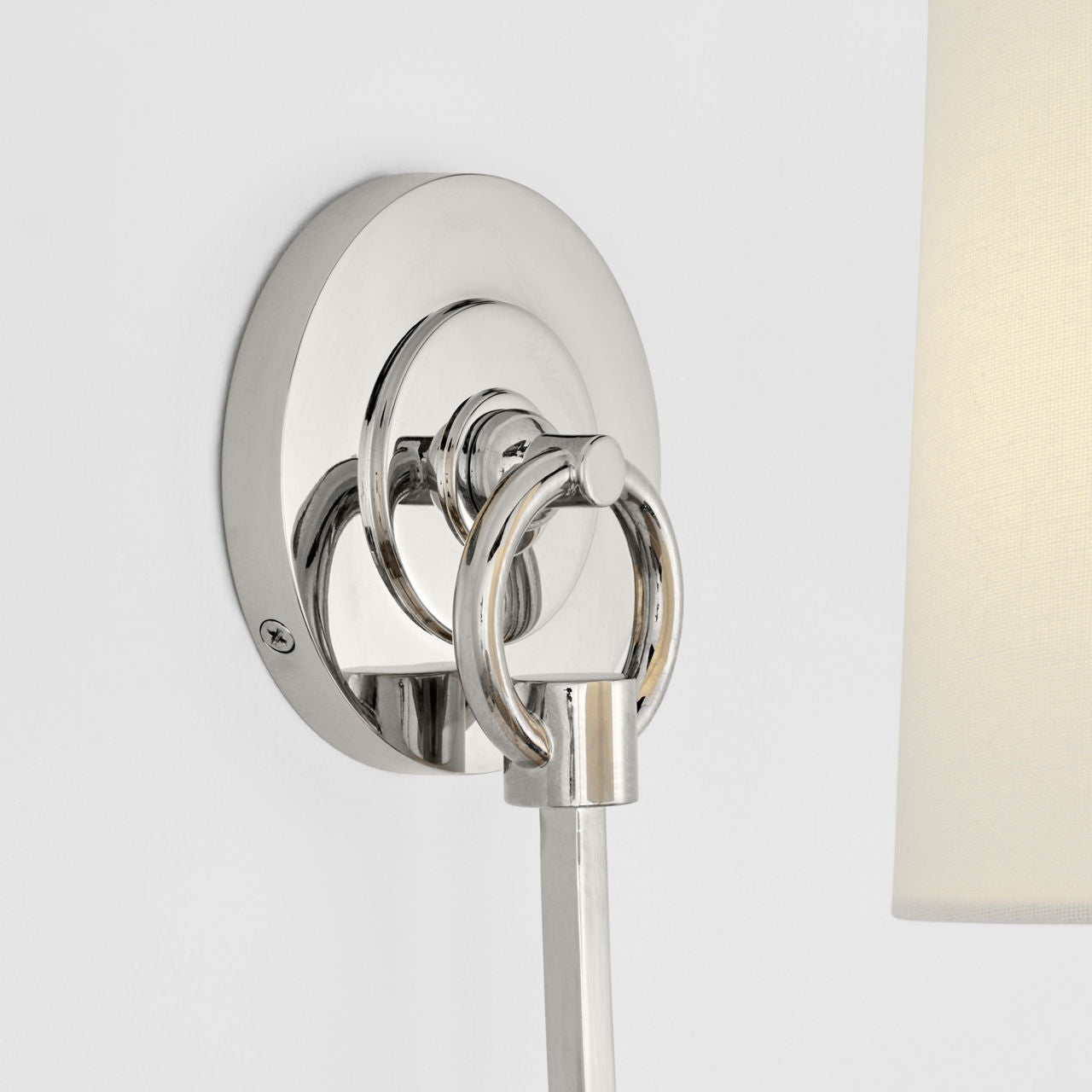 Reed Single Sconce | Polished Nickel | Linen Shade