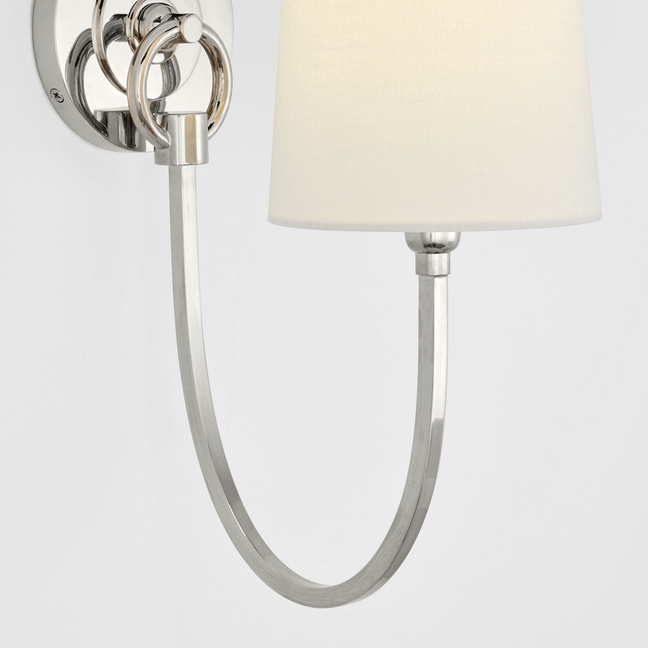 Reed Single Sconce | Polished Nickel | Linen Shade