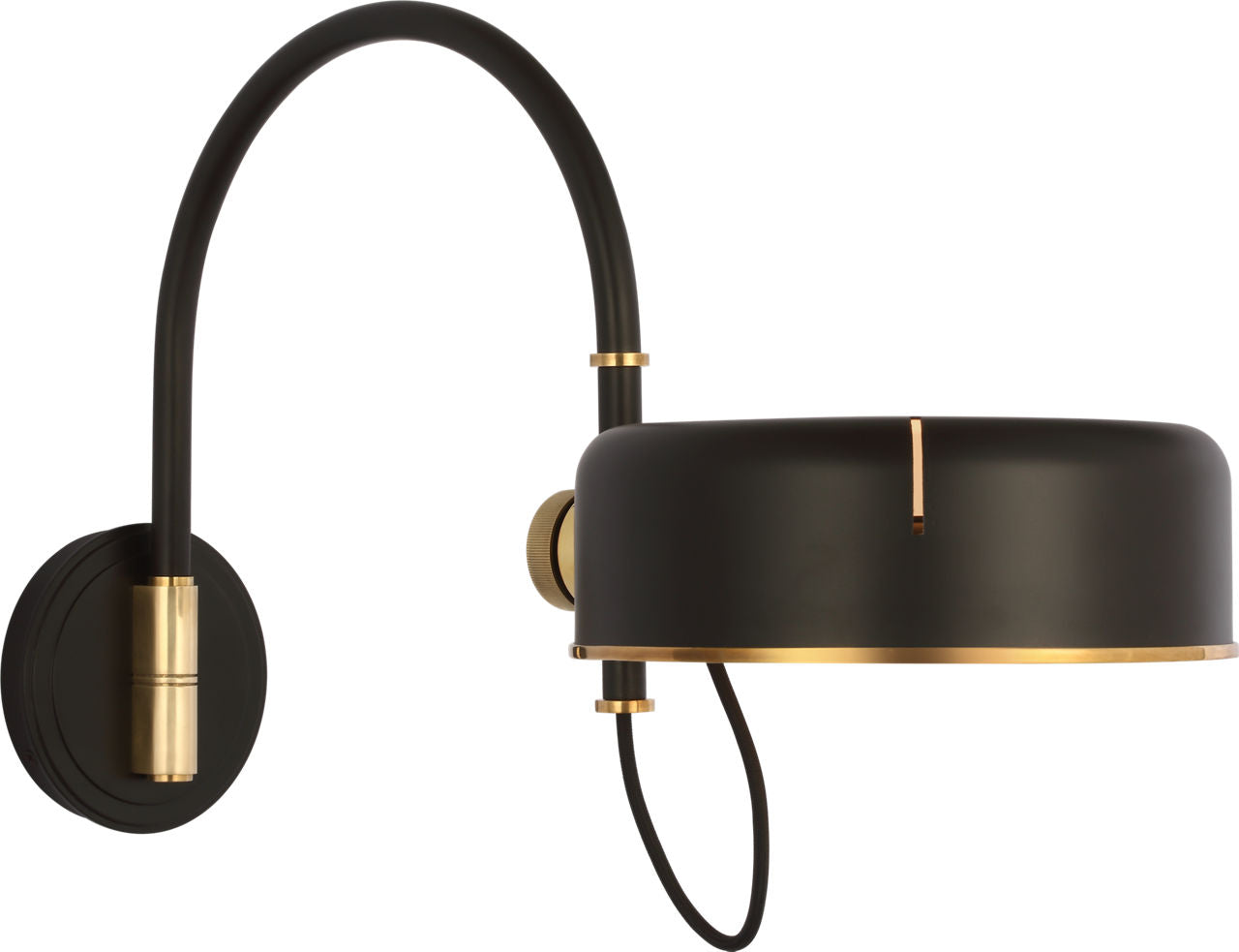 Oso 13" Articulating Arc Wall Light | Modern Iron and Hand-Rubbed Antique Brass | Modern Iron Shade