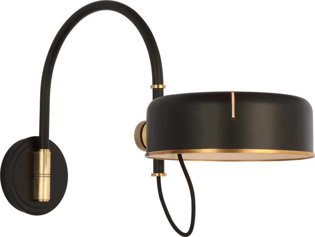 Oso 13" Articulating Arc Wall Light | Modern Iron and Hand-Rubbed Antique Brass | Modern Iron Shade