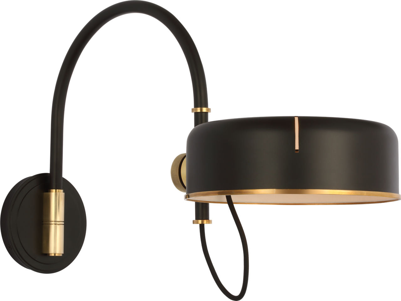 Oso 13" Articulating Arc Wall Light | Modern Iron and Hand-Rubbed Antique Brass | Modern Iron Shade